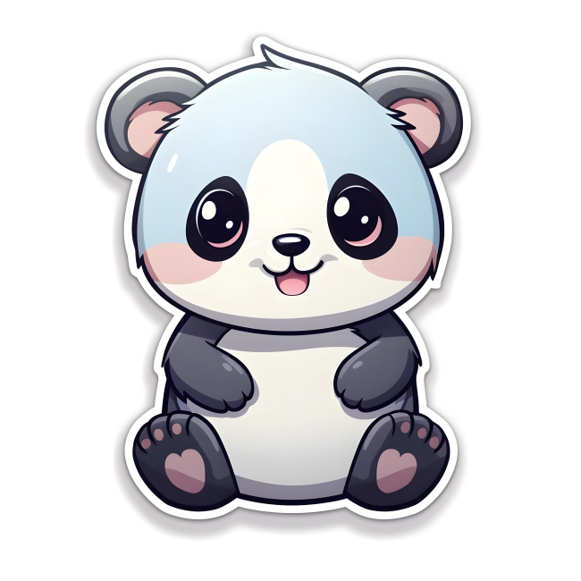 Cute Chibi Delight Pastel Die-Cut Panda Sticker