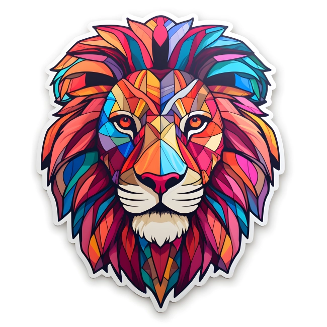 Roaring Lion Geometric Die-Cut Sticker