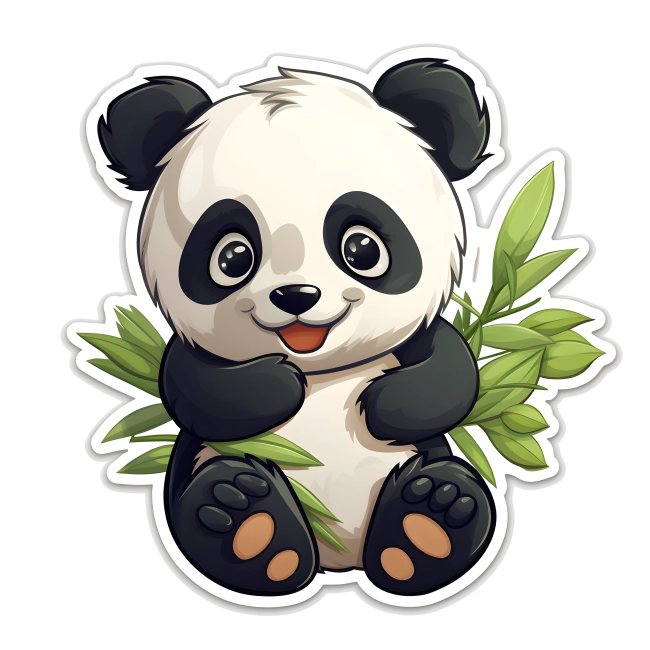 Chibi Panda Delight Die-Cut Sticker