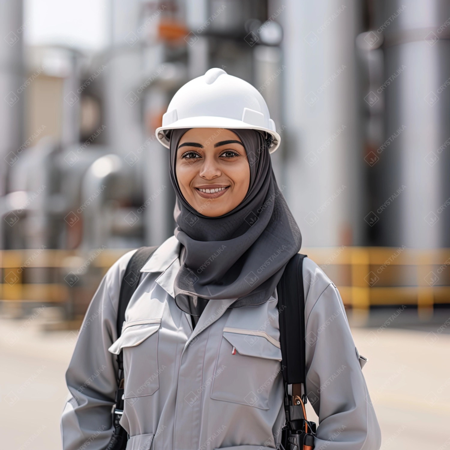 Confident Young Adult in Protective Workwear Smiling at Camera