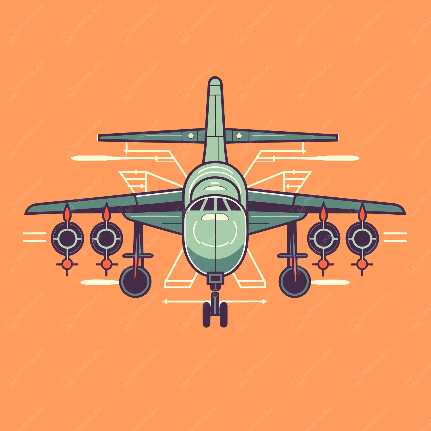 Vector art illustration of airplanes, high resolution, colorful, easy combined