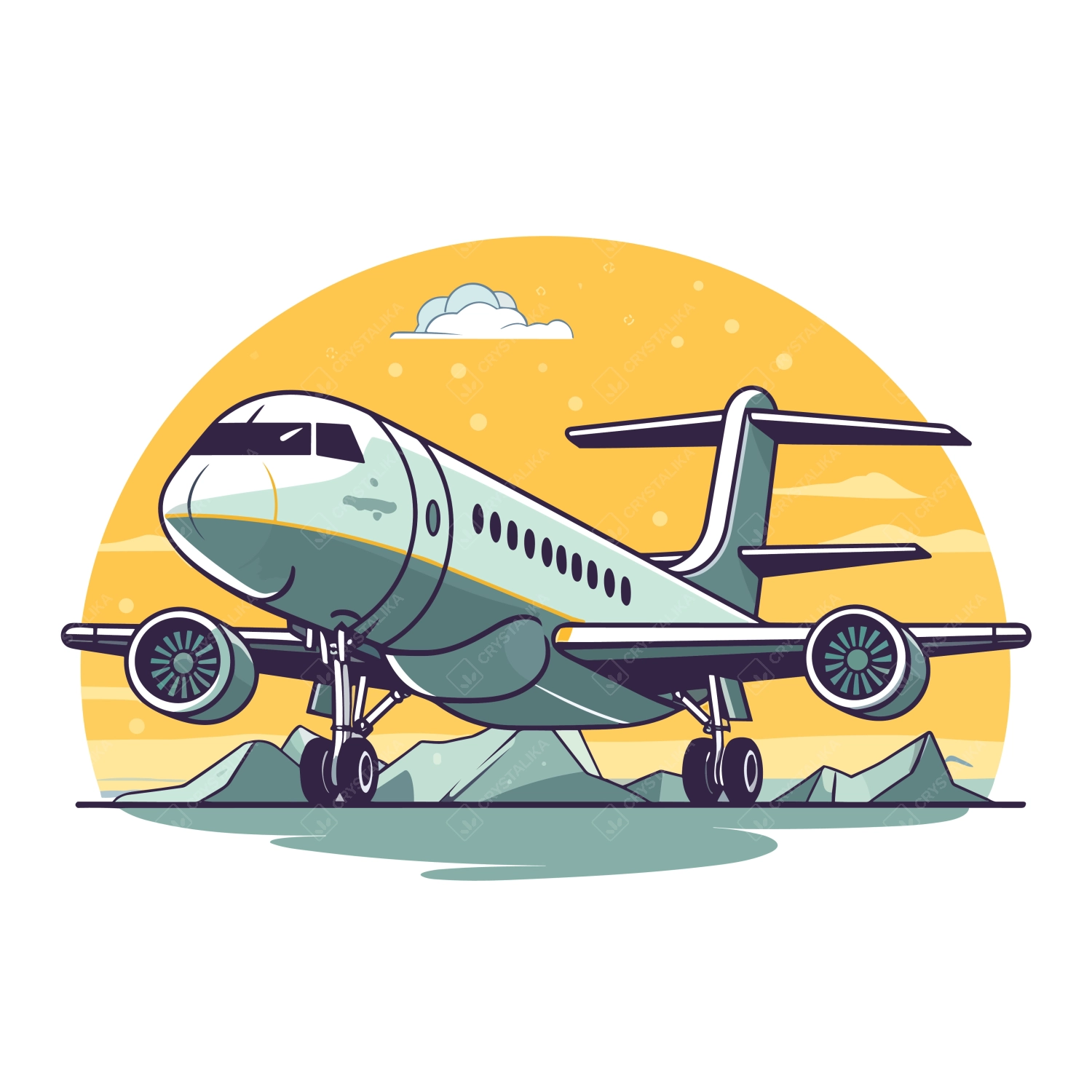 Vector art illustration of airplanes, high resolution, colorful, easy combined