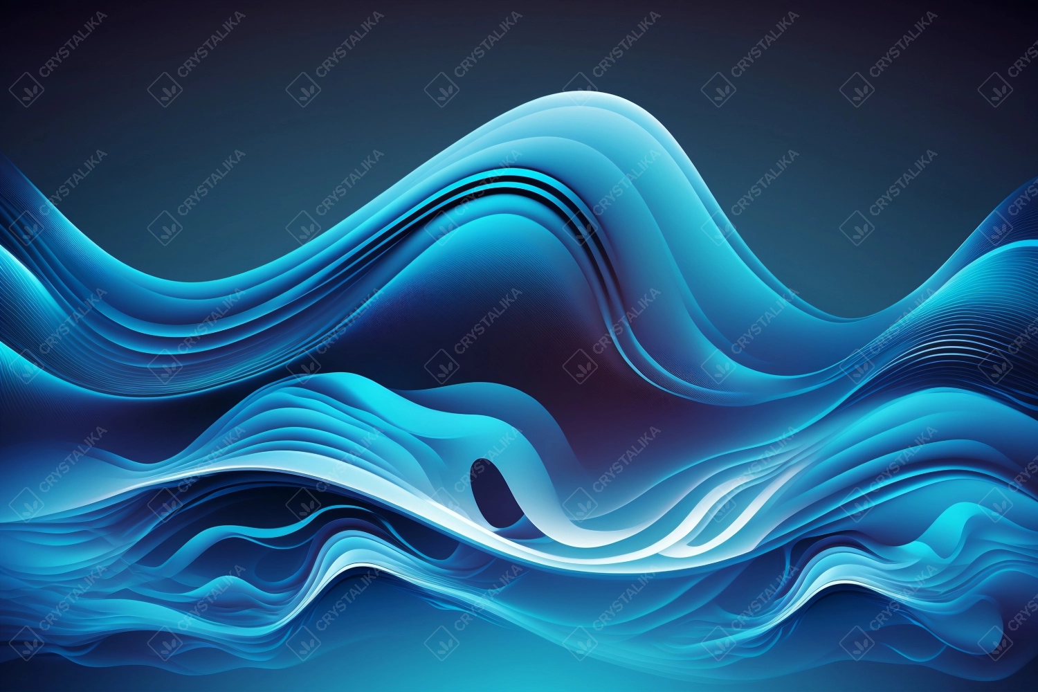 Abstract Blue Liquid Wave Background. AI