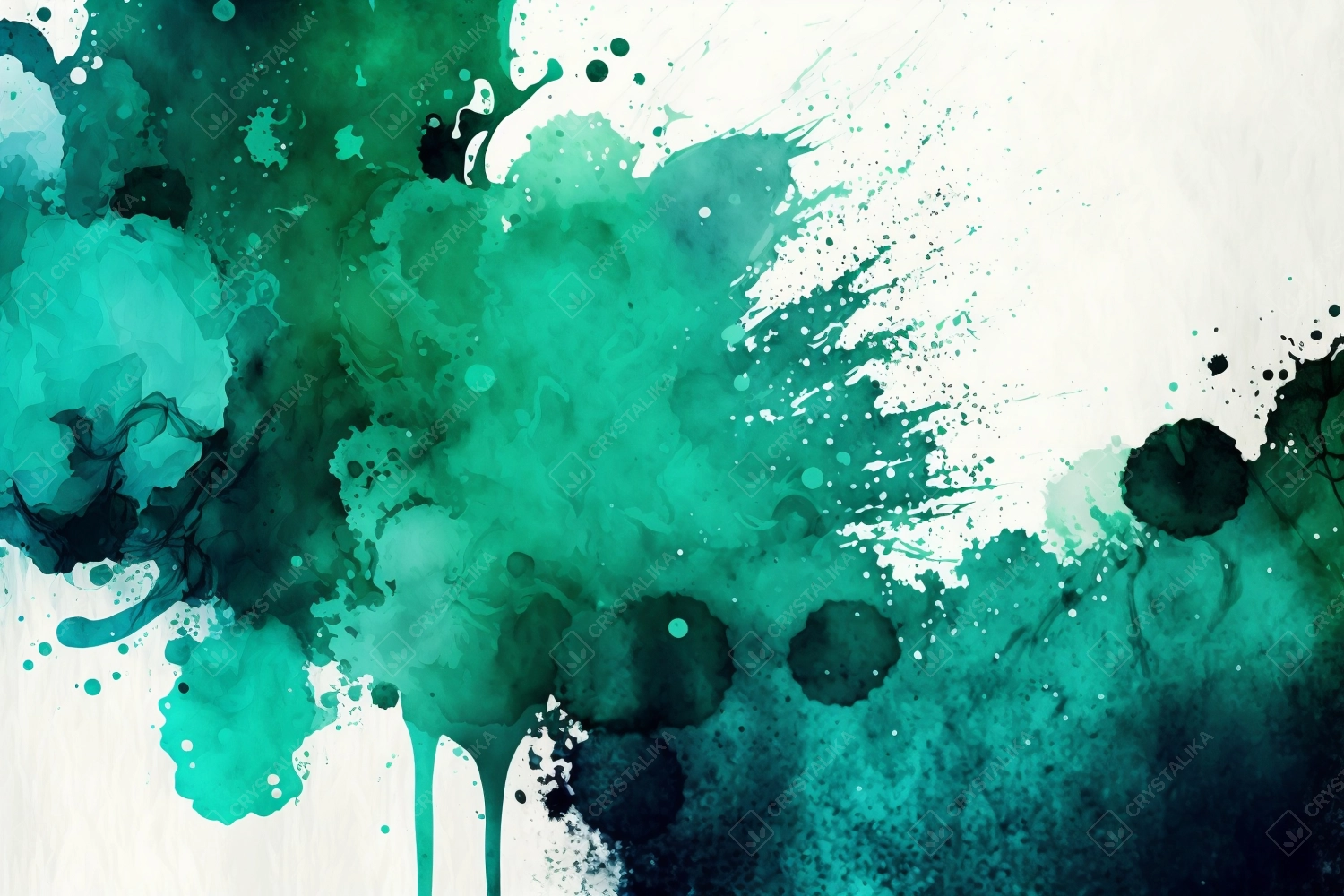 Teal and Green Watercolor Abstract Background. AI