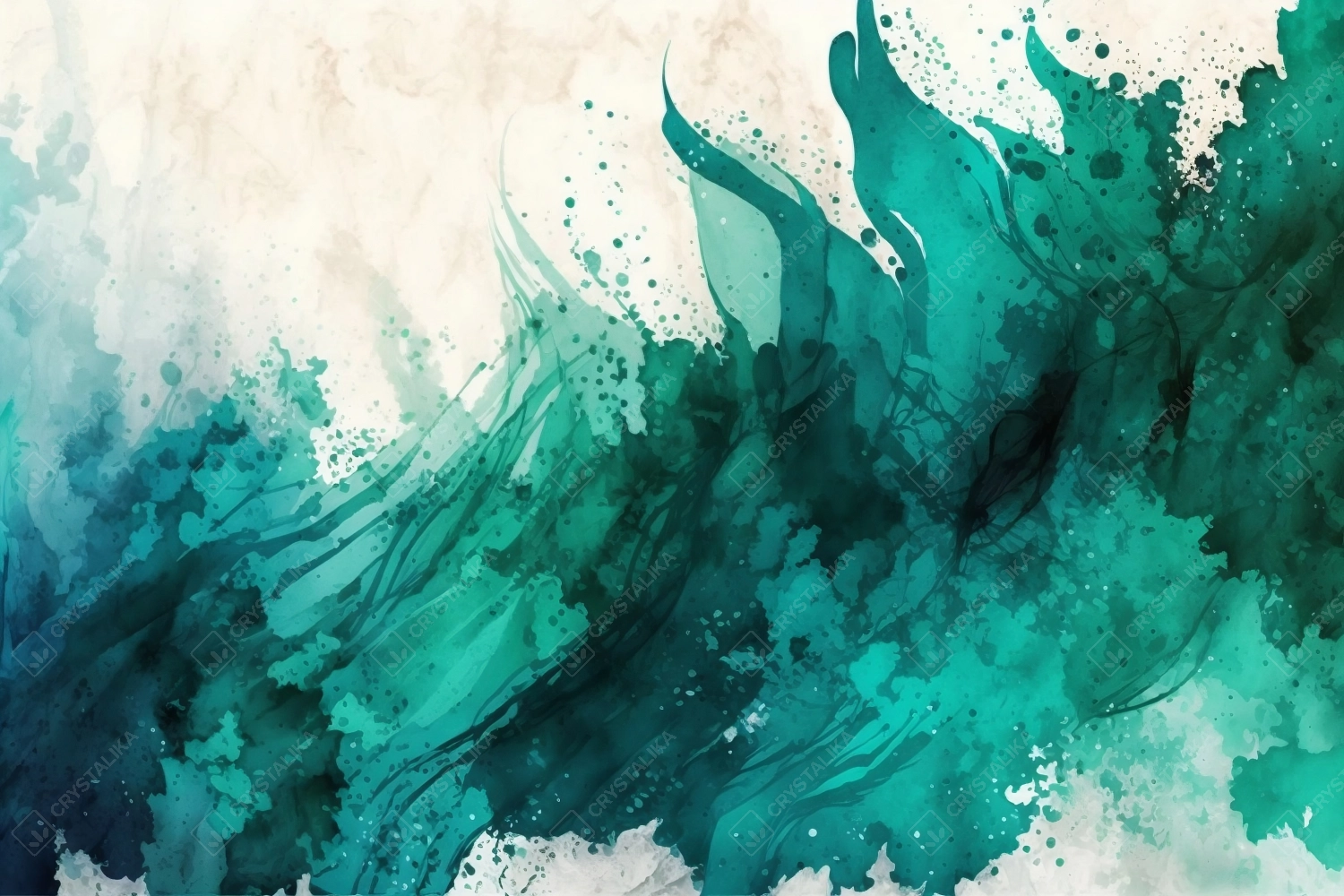 Teal and Green Watercolor Abstract Background. AI