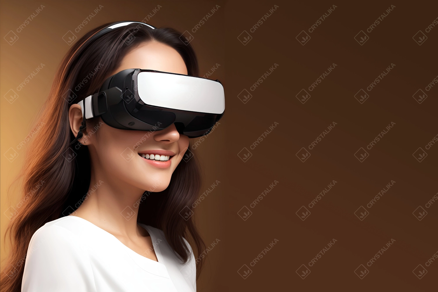 woman having fun in virtual reality (VR) glasses