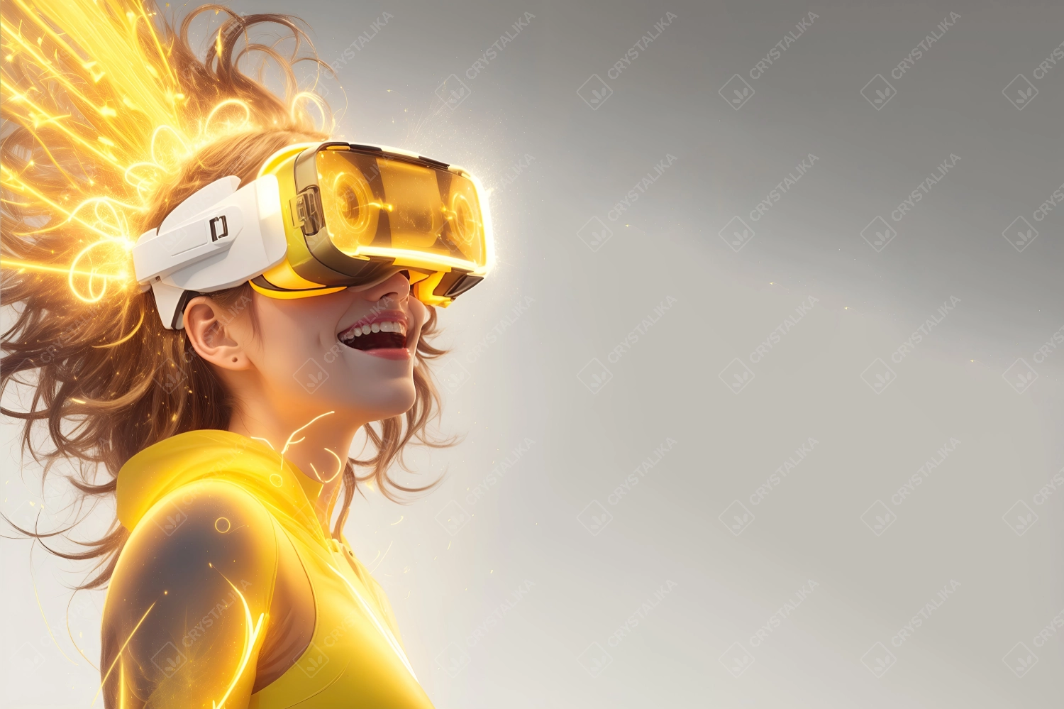 woman having fun in virtual reality (VR) glasses