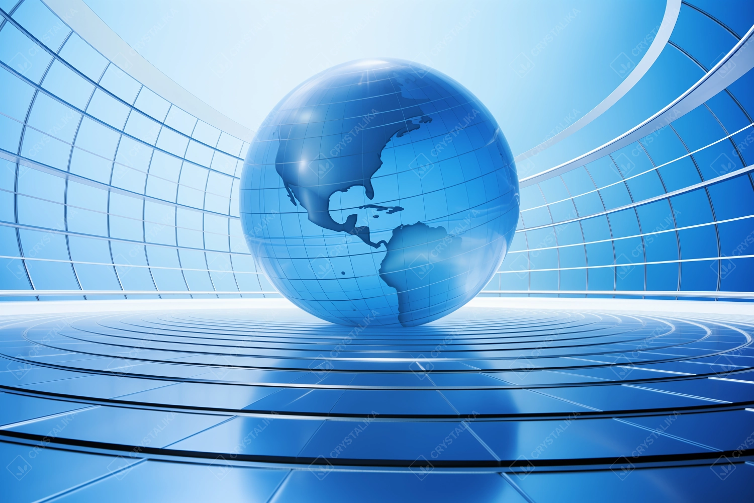 Global bussiness, light, blue background, photorealistic, Globe