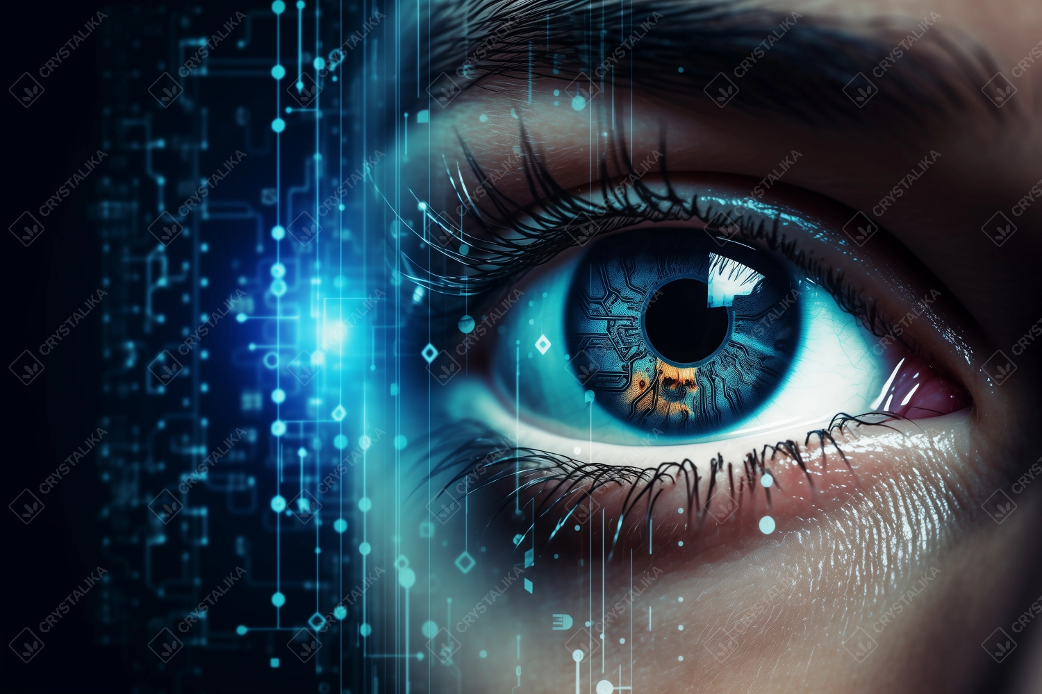 close-up eye, biometric security identify