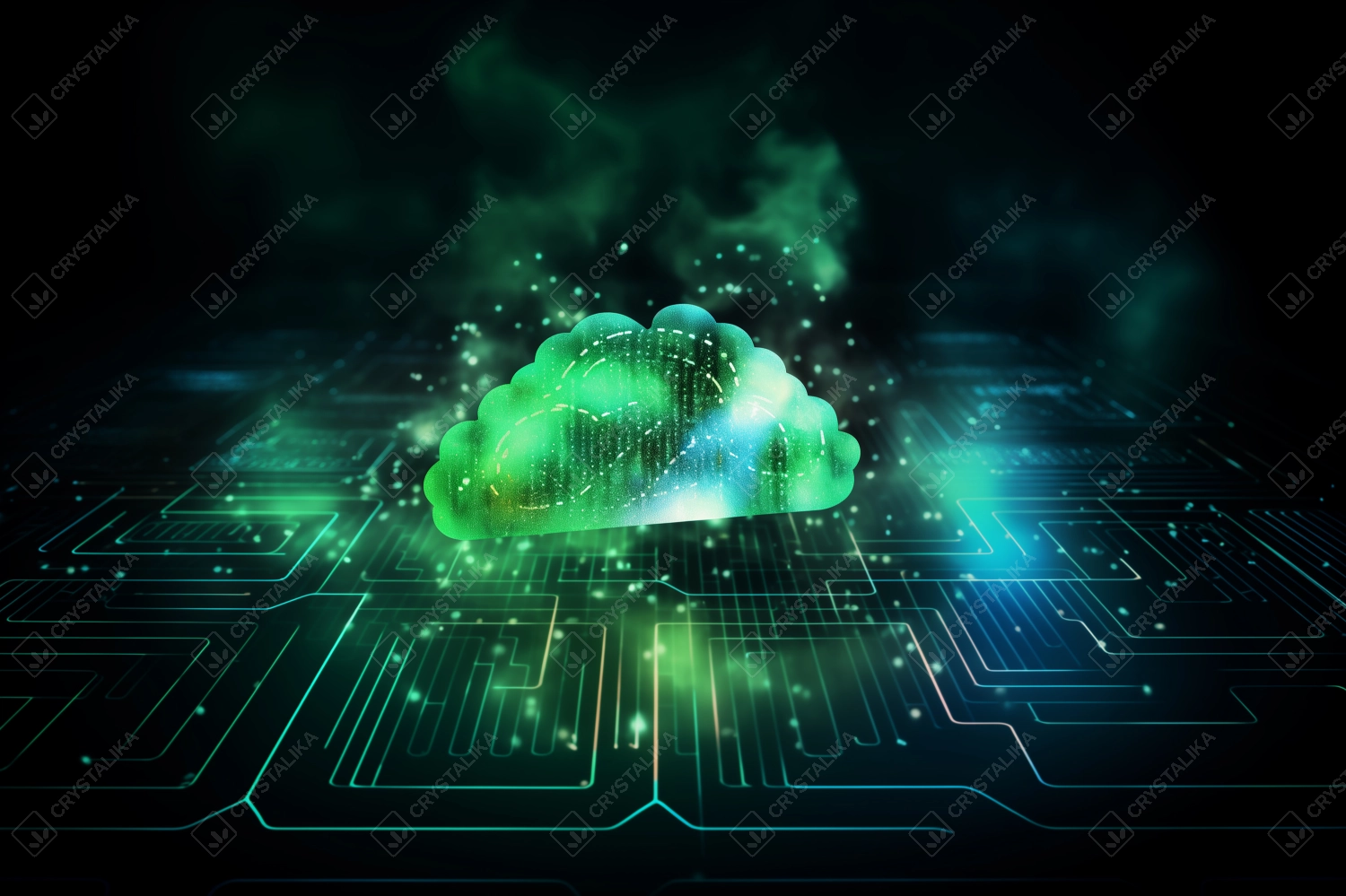 Green Cloud, biometric identification and cyber security, online, digital