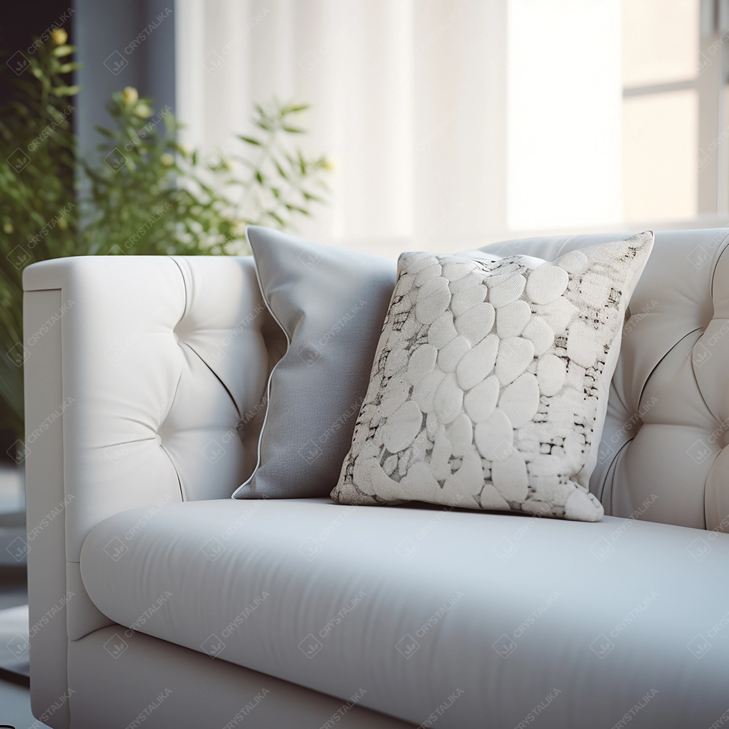 Close up on lounge sofa with pillows