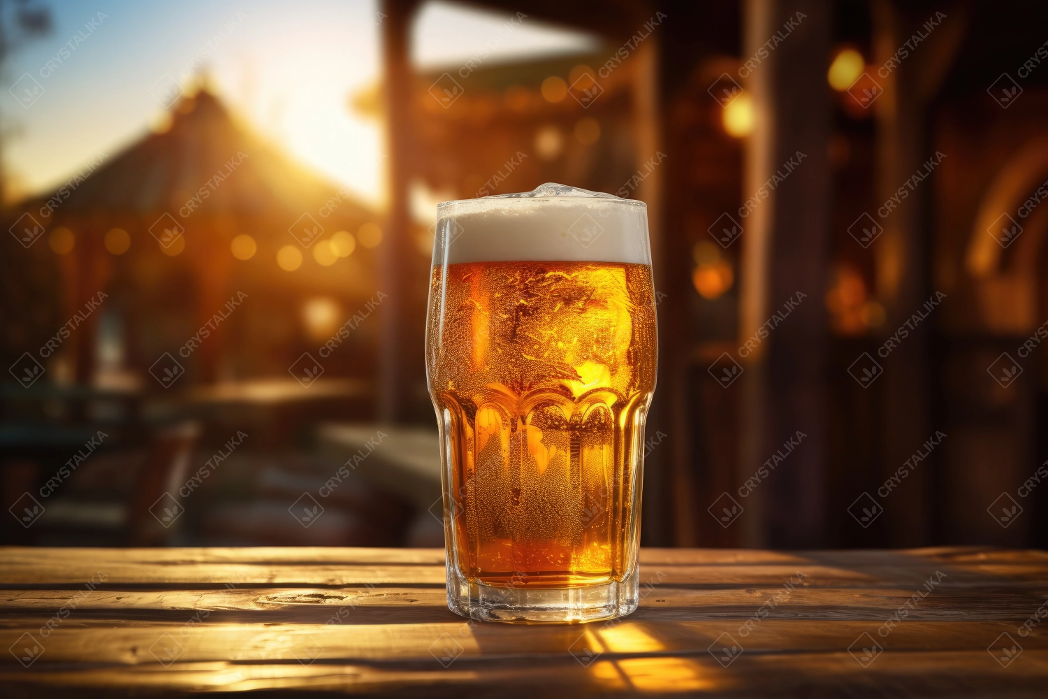 Closeup of a glass of beer