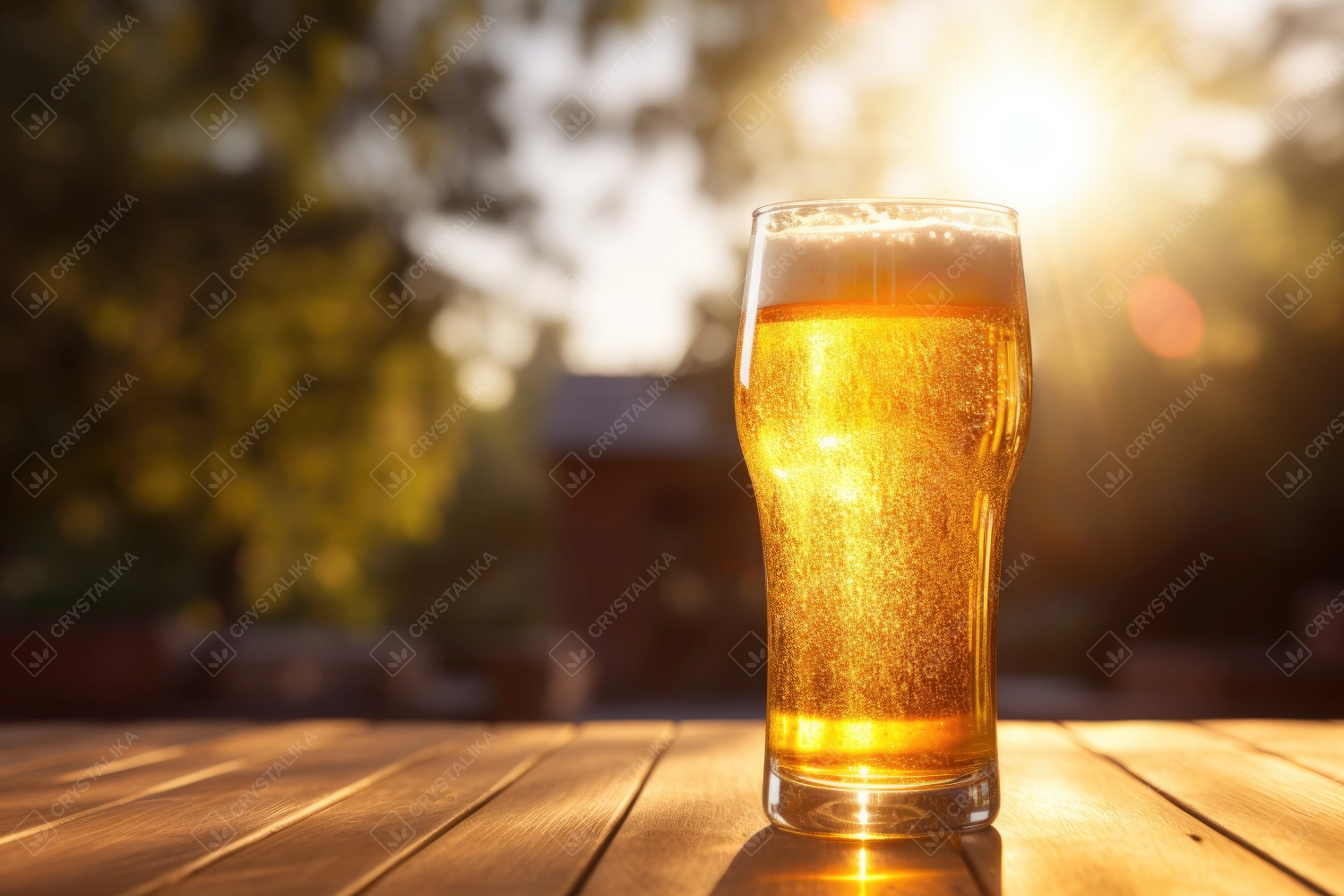 Closeup of a glass of beer