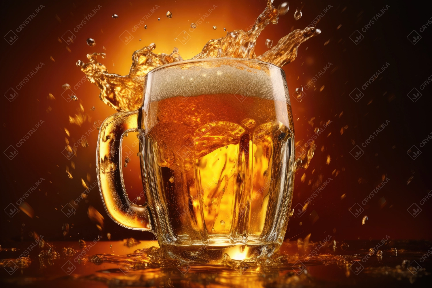 Closeup of a glass of beer