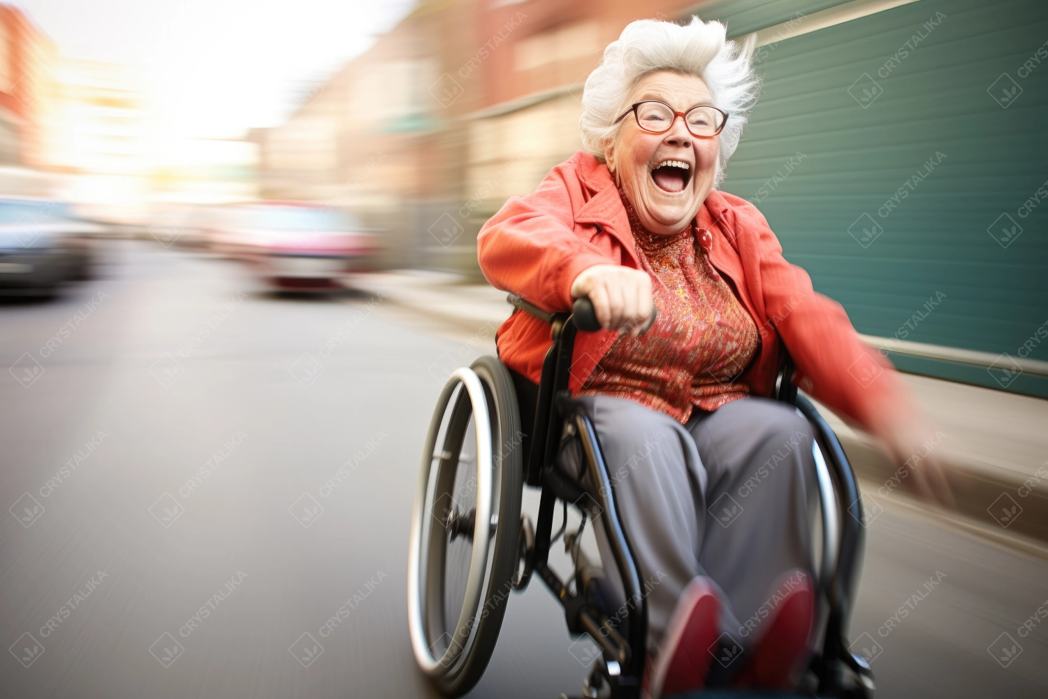 Crazy old lady driving fast