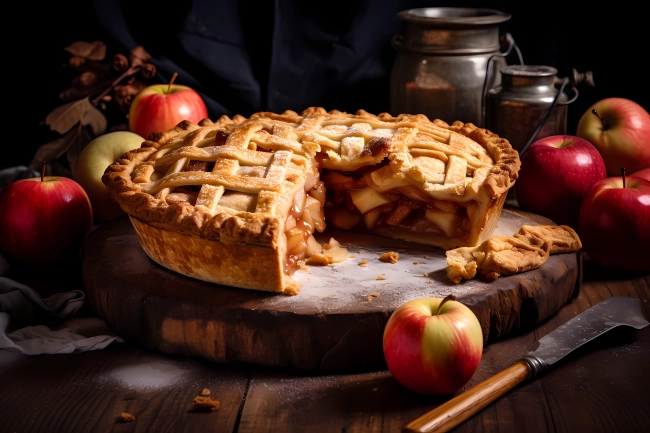 Apple Pie: A sweet pie filled with apples