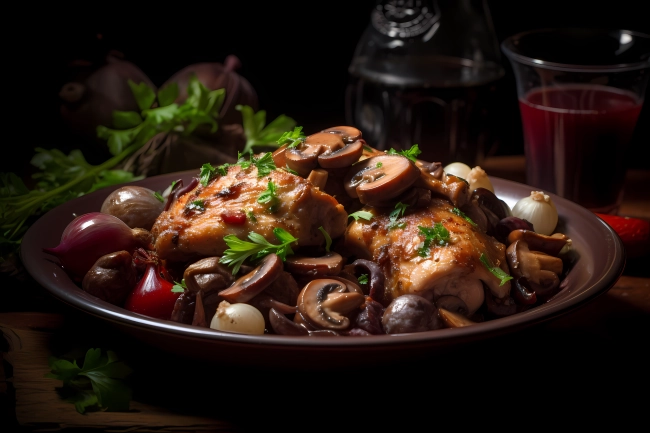 Coq au Vin: French traditional meal