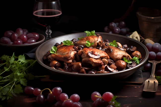 Coq au Vin: French traditional meal