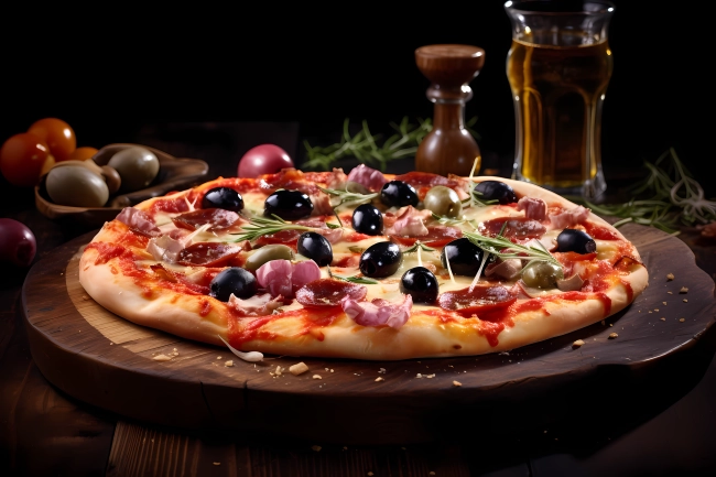 Italian pizza freshly baked and served