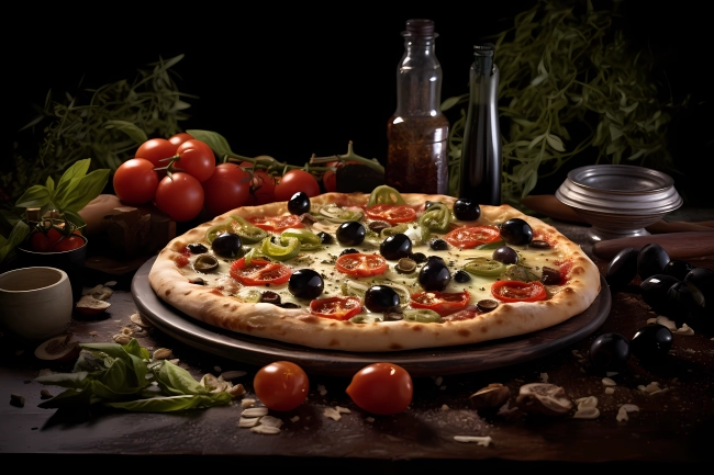 Italian pizza freshly baked and served