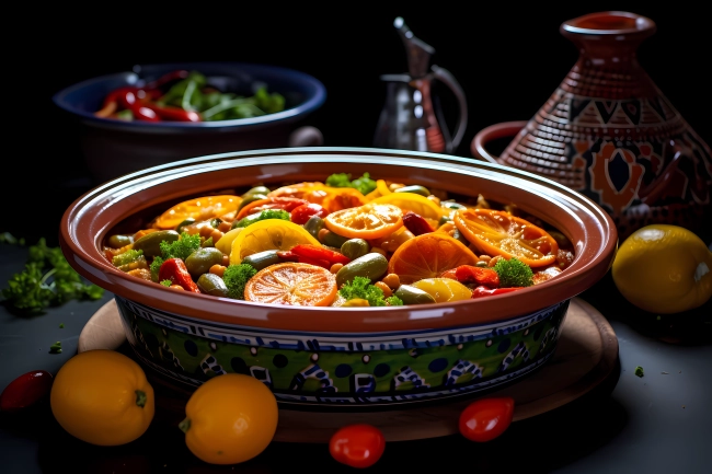 Traditional Moroccan meal in a tagine