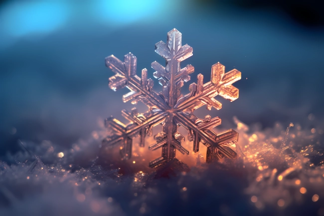 Macro photography of a snowflake