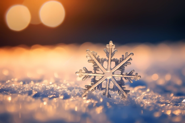 Macro photography of a snowflake