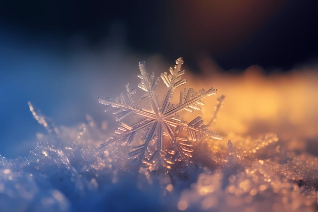 Macro photography of a snowflake