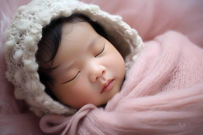 Professional photoshoot of a cute newborn Asian baby