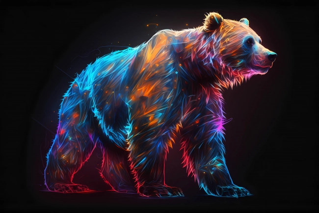 Bear painted in neon watercolors