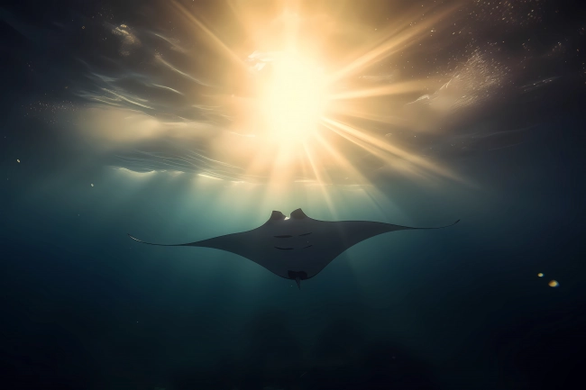 Manta ray swimming in the ocean