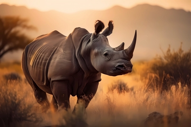 Portrait of an endangered rhinoceros