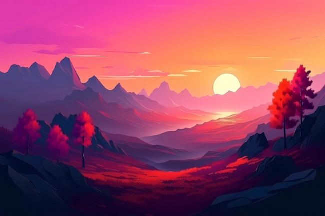 Colorful minimalistic landscape