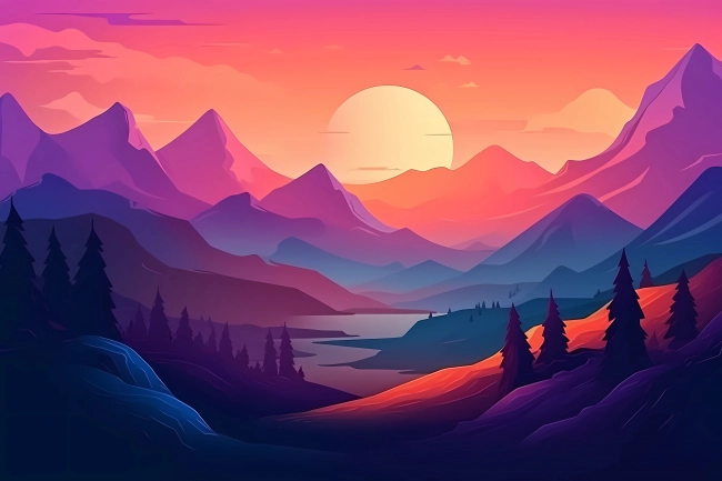 Colorful minimalistic landscape