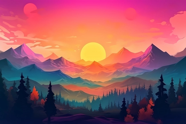 Colorful minimalistic landscape