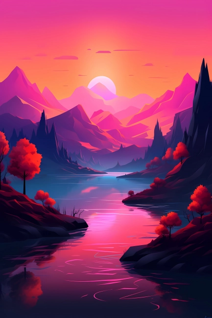 Colorful minimalistic landscape