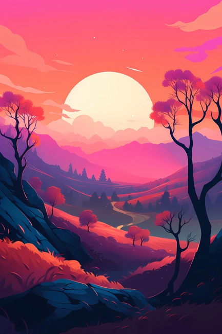 Colorful minimalistic landscape