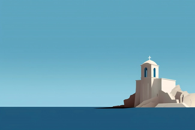 Minimalistic art depicting Greece