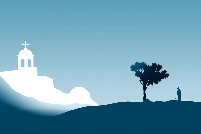 Minimalistic art depicting Greece