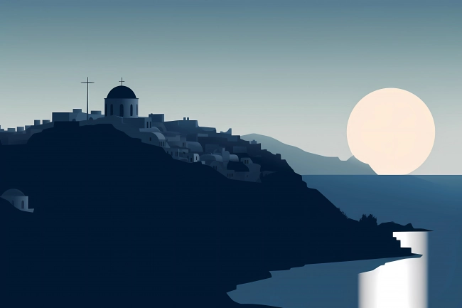 Minimalistic art depicting Greece