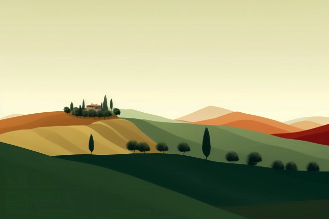 Rural landscape in Tuscany, Italy - minimalism