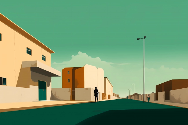 Street in Nigerian town - minimalism