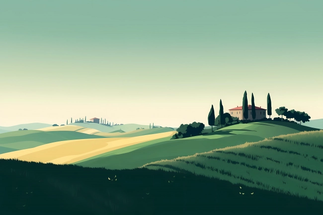 Rural landscape in Tuscany, Italy - minimalism