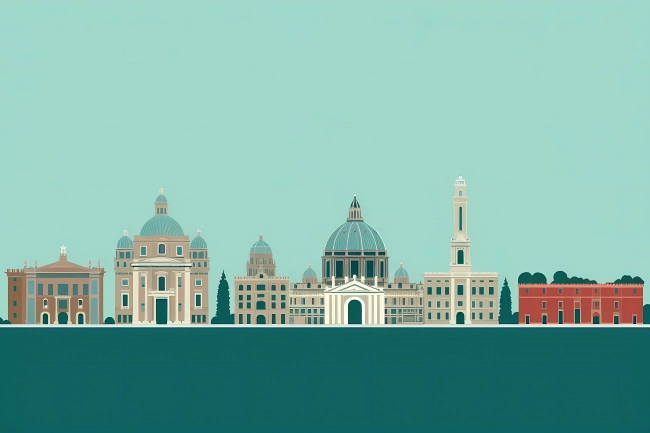 Minimalistic art depicting Italy