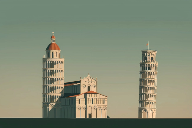 Minimalistic art depicting Italy