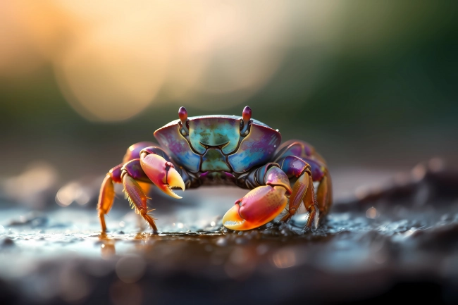 Macrophotography of a colorful crab