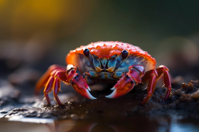 Macrophotography of a colorful crab