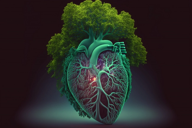 Tree growing out of a human heart