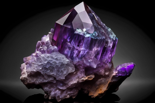 Macrophotography of amethyst on black background