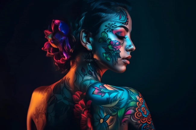 Portrait of gorgeous tattooed Latina model